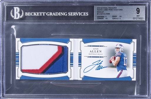 2018 National Treasures "Rookie Jumbo Prime Signatures" Booklet #5 Josh Allen Rookie Signed Patch Card (#075/099) - BGS MINT 9/BGS 10 
